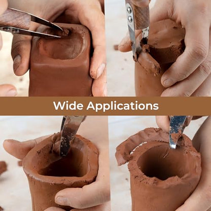 VTUNA Ceramic Trimming Tool, Hardwood Handle and Stainless Steel Cutting Blade Clay Sculpting Tool, Trimmer for Potters, Item for Pottery Making.
