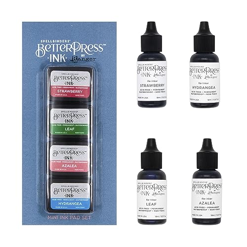 Spellbinders BetterPress Letterpress Ink Pad & Reinkers Bundle (Flower Garden) - color: Flower Garden