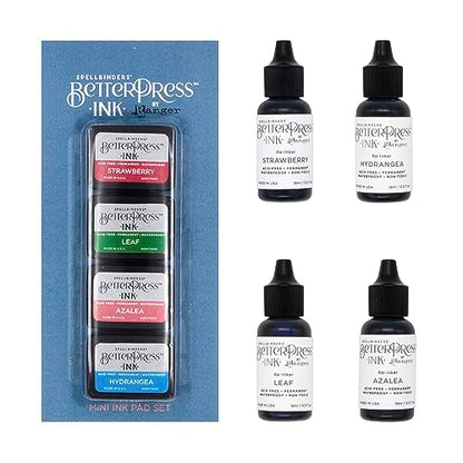 Spellbinders BetterPress Letterpress Ink Pad & Reinkers Bundle (Flower Garden) - color: Flower Garden