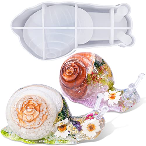 LET'S RESIN Snail Resin Molds Silicone 6inch, Large Animal Molds with Finely Carved Snail Design, 3D Silicone Molds, Casting Resin, DIY Snail Decoration, Christmas Ornament - color: Snail