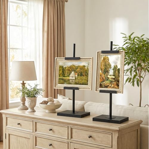 CHOEZON Adjustable Tabletop Easel Stand up to 24", Stable Metal Picture Frame Stand for Display Artwork, Photo, Signs, 9.4" x 5.9" Table Top Easel for Office, Living Room, Bedroom, Black TCJ24BB