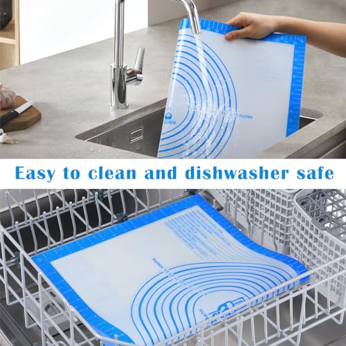 Nonstick Silicone Pastry Baking Mat Large with Measurements 16''By 24'' for Silicone Baking Mat, Counter Mat, Dough Rolling Mat/Pie Crust Mat By Folksy Super Kitchen(16×24, Blue) - color: Blue, size: 24"L x 16"W
