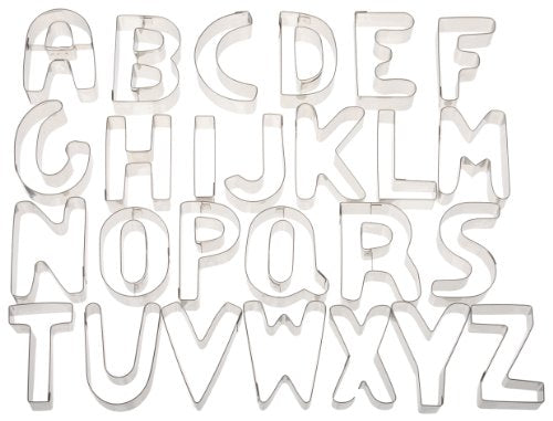Ateco Alphabet Stainless Steel Cookie Cutter Set - size: #6950 Alphabet Letters - 3"