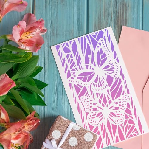 Stencils for Crafts Reusable Texture Stencils Background Stencil Leaf Floral Templates for Painting on Wood Furniture Card Canvas Paper Scrapbook - style: Floral
