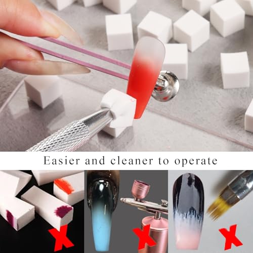 Fcozpjk 150Pcs Soft Nail Sponges for Ombre Mini Nail Art Sponges With Grabbing Pen Aura Nail Gradient Brush for Gel Nail Polish Sponge With 50pcs Disposable Gel Polish Palette Paper - color: White#150pcs