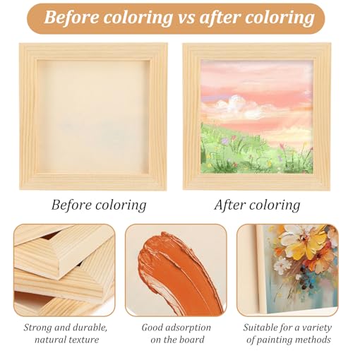 20 Pack 5x5 Inch Wood Canvas Panels, 1cm Thick Unfinished Pine Wooden Boards for Artists, Painting, Burning, Pouring Art, String Crafts and DIY Projects