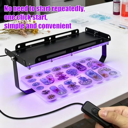 Feghezja UV Light for Resin, Portable UV Black Light, 50W Fast 3D Printer Curing UV Lamp, Jewelry Making Supplies for Resin UV, DIY Craft, Glow Party, Fluorescent Poster, Halloween, Body Paint - size: 50W