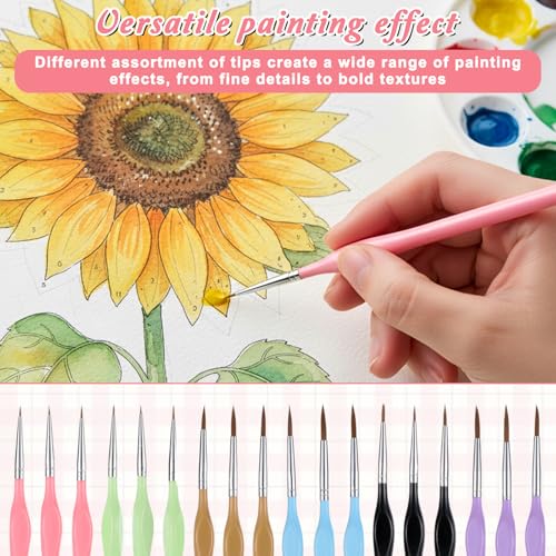 18PCS Miniature Paint Brushes with Triangular Handles | Micro Detail Paint Brush,Small Fine Tip Paintbrush for Fine Detailing Art Models Acrylic Watercolor Oil Craft Rock Painting