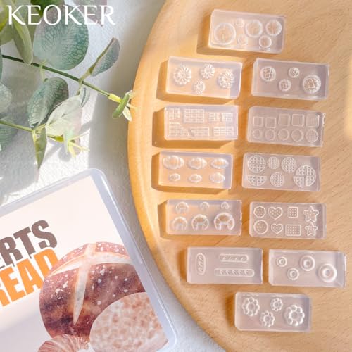 KEOKER 12pcs Polymer Clay Molds, Dessert & Bread Silicone Molds, Earring Molds - color: A Color