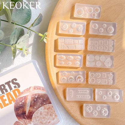 KEOKER 12pcs Polymer Clay Molds, Dessert & Bread Silicone Molds, Earring Molds - color: A Color