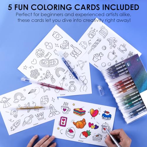 Grabie Jumbo Glitter Gel Pens Set of 18, Metallic Sparkle Gel Ink Pens, Large Capacity Vibrant Glitter Pens for Coloring Books, Drawing, Journaling, Scrapbooking & DIY Crafts, Smooth Writing Art Pens - color: 18 Colors Jumbo Glitter Gel Ink Pens