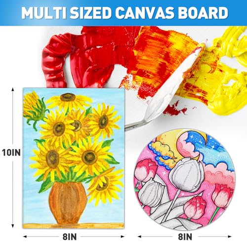 ESRICH Acrylic Paint Canvas Set, 78 Pcs Professional Painting Supplies Kit with 3 Wood Easel, 3 * 12Colors, 3 * 10 Brushes,Circular Canvas Etc, Premium Paint Kit for Kids, Artists and Beginner - color: 36Color