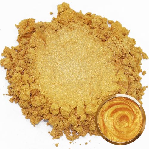 Matio Gold Mica Powder for Epoxy Resin, 1.8oz/ 50g Pearlescent Effect Mica Powder Natural Color Pigment for Soap Making, Bath Bomb, Candle Dye, Resin Craft, Paint, Nails Art, Jewelry, Slime Pigment - color: Gold