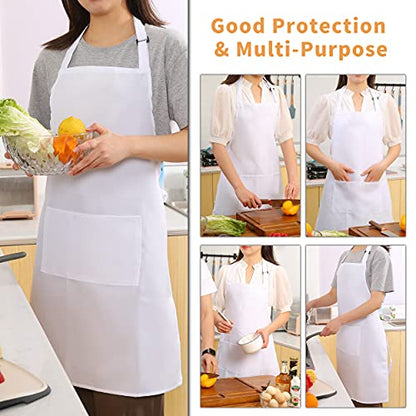 Tosewever 2 Pack Adjustable Bib Apron, Waterdrop Resistant Aprons with 2 Pockets Cooking Kitchen Restaurant Aprons for Women Men Chef, BBQ Drawing Crafting Outdoors (Polyester - Black & White, 2) - color: Polyester - Black & White