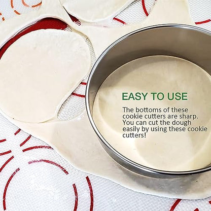 14 PCS Circle Cookie Cutters, Stainless Steel Biscuit Cutter Set(Silvery) - size: 14 Pack, Round Shape
