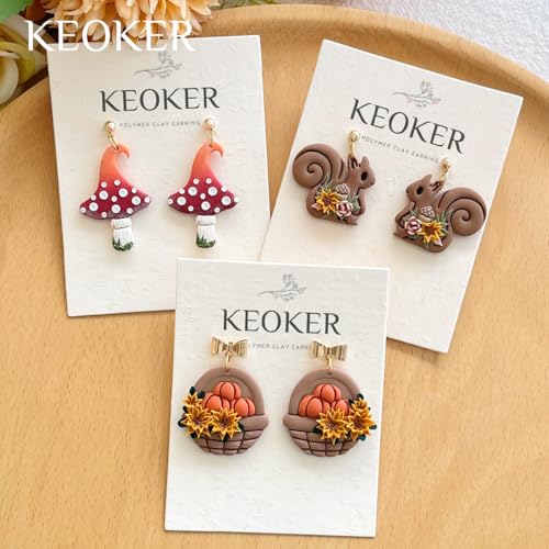 Keoker Fall Polymer Clay Cutters for Polymer Clay Jewelry, 13 Shapes Clay Earring Cutters Fall, Autumn Theme