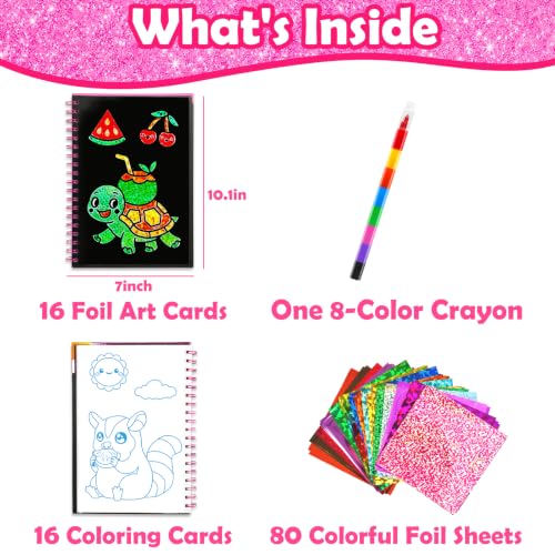 FUNNYB&G Foil Art Craft Kit for Girls 4-10 Years Old: Mess-Free & No-Glue, Create 16 Sparkly Cute Pet Pictures – Perfect Travel Toy & Birthday Gift for Kids（Cute Pet） - style: Cute Pet