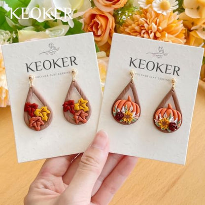 Keoker Fall Polymer Clay Cutters for Polymer Clay Jewelry, 13 Shapes Clay Earring Cutters Fall, Autumn Theme