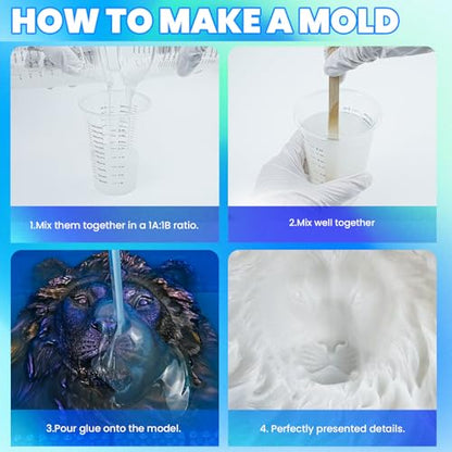 SHORE RESIN Silicone Mold Making Kit 40 kg, Platinum Cure 15A, 1:1, 4H Cure | 40 kg platinum cure silicone, 1:1 mix, 15A flexible hardness, smooth flow and 4H cure for resin casting and craft molds.