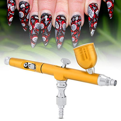 Yosoo Airbrush Kit, Multi-Purpose Feed Dual SpraySet Capacity 0.3MM Spray Kit Tools for Paint Art Tattoo Nail Design(Gold) - color: Gold