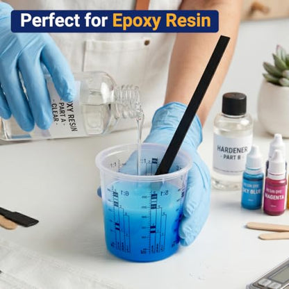 Gartful 12 Pack 10oz Clear Plastic Measuring Cups with 12 Stir Sticks, Disposable Graduated Mixing Cups with ml Scale & 3-Column Paint/Hardener/Thinner Mixing Ratios (1:1-7:1) for Epoxy Resin, Paint - size: 10oz / 320ml - 12 Set