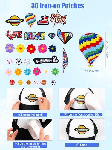 Aneco DIY Blank Trucker Hats Kit Adjustable Baseball Caps | Embroidered Patches, Paint Tools Included, Craft Kit, Sports Events, Group Activity, Party Favor - color: Multicolor
