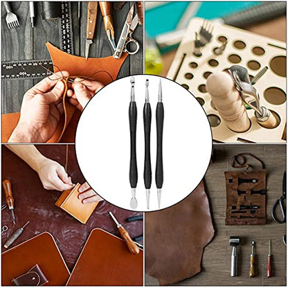 3PCs Carving Printing Tool Leather Craft Spoon Stylus Tool Set Kit Stationary Craft Collection Leather Carving Craft Kit