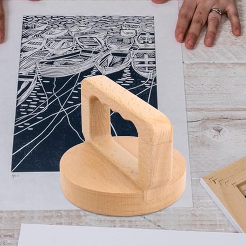 Wood Baren for Printmaking Block Printmaking Baren Easy to Use with Handle Printing Press Tool for Carving Linocut Rubbing, Ergonomic Handle