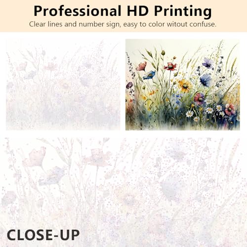TUMOVO Adults' Wildflower Paint by Number Kit - Flowers on Canvas, 16 x 20 Inch, Framed - color: Flowers(Framed)