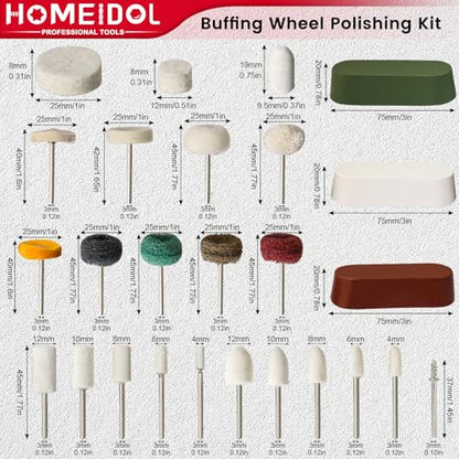 72 PCS Buffing Wheel Polishing Kit Compatible with Dremel, with Polish Compound, Rotary Tool Accessories with 1/8" Shank, Abrasive Wheel Buffing Polishing Wire Brushes Wool Felt Cotton Mounted - style: Style 2
