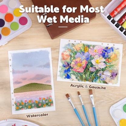 Prudiut 30 Sheets Watercolor Sketchbook, 140 lb/300 GSM Watercolor Journal Cold Press Paper for Painting, Drawing, Mixed Media(9.1x6.3 in, Brown) - color: Brown