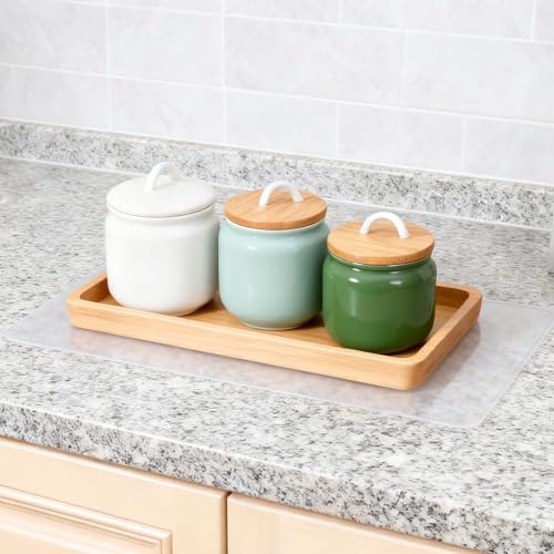 2 Pcs Clear Silicone Mat 12 x 8 Inch Silicone Placemats Non-Slip Baking Mat for Kitchen Counter Countertop Protector Heat Resistant Countertop Liner for Pastry