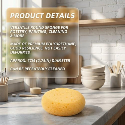 Round Pottery Sponges for Clay 12 Pack Round Pottery Sponges 2.8 Inch Durable Synthetic for Clay Sculpting Wheel Throwing and Painting Highly Absorbent for Ceramics Crafts Cleaning
