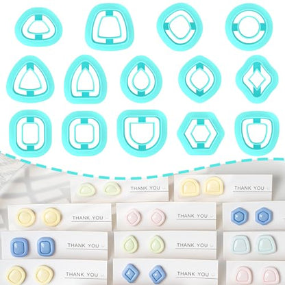 TAINSKY Polymer Clay Cutters - Frame Clay Cutters, Boho Polymer Clay Cutters for Earrings Jewelry Making, 14 Shapes Mini Clay Earrings Cutters(Studs Clay Cutters) - color: Mini Studs Set