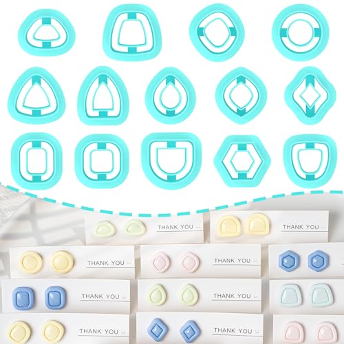 TAINSKY Polymer Clay Cutters - Frame Clay Cutters, Boho Polymer Clay Cutters for Earrings Jewelry Making, 14 Shapes Mini Clay Earrings Cutters(Studs Clay Cutters) - color: Mini Studs Set