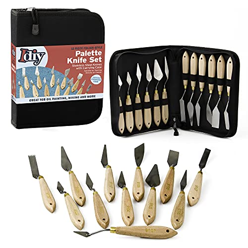 Palette Painting Knife Set 12 Pack with Carrying Case- Stainless Steel Art Paint Knives