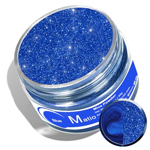 Matio Blue Mica Powder for Epoxy Resin, 1.8oz/ 50g Pearlescent Effect Mica Powder Natural Color Pigment for Soap Making, Bath Bomb, Candle Dye, Resin Craft, Paint, Nails Art, Jewelry, Slime Pigment - color: Blue
