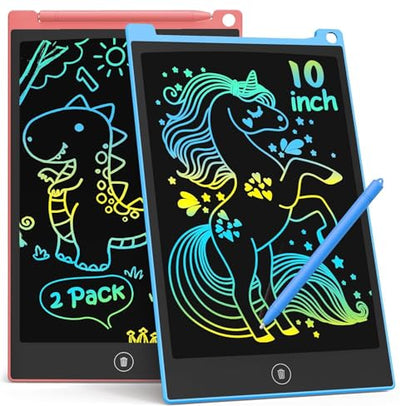 TECJOE 10 Inch 2 Pack LCD Writing Tablet, Colorful Doodle Board Drawing Tablet for Kids, No Mess Toddler Travel Learning Toys, Christmas Birthday Gifts for 3 4 5 6 7 8 Year Old Boys Girls Preschooler - color: Blue Pink