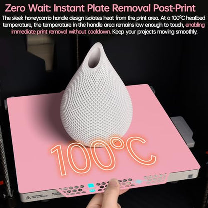 BIGTREETECH BIQU CryoGrip Pro Glacier-Pink 257x257MM for Bambu-Lab P1P/P1S/P2S/X1C/X2D/X1E/A1 3D Printers Panda Build Plate Double Sided Upgrade Removable Surface Platform - style: Glacier-Pink(P1P/P1S/P2S/X1C/X2D/X1E/A1)
