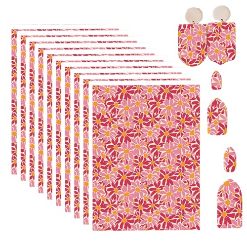 12 Sheets Red Flower Transfer Paper for Polymer Clay, 5.82X3.93 inch Transfer Sheets Polymer Clay, Print Polymer Clay Transfer Paper for DIY Art Jewelry Earrings Making - color: Red Flower