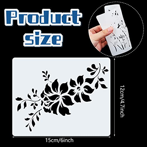 Marspark 20 Pieces Wildflower Stencils for Painting Template Flower Wall Stencils Reusable Spring Templates PET DIY Drawing for Painting on Wood Wall(Rectangular Style) - style: Rectangular Style