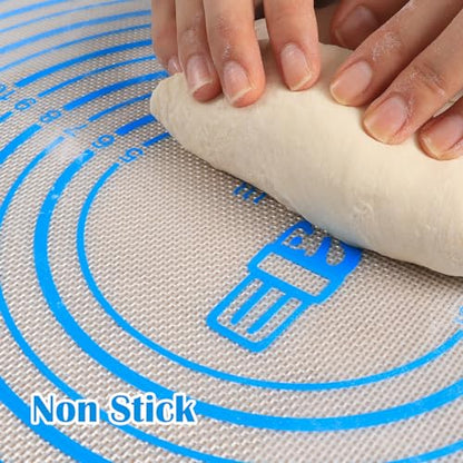 Nonstick Silicone Pastry Baking Mat Large with Measurements 16''By 20'' for Silicone Baking Mat, Counter, Dough Rolling/Pie Crust Pad By Folksy Super Kitchen (16×20, Blue) - color: Blue, size: 20"L x 16"W