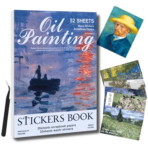 32 Sheets Vintage Oil Painting Stickers & 20 Sheets Ephemera Papers Kit -Classical Art Stickers, Junk Journal Supplies for Adults, Scrapbooking Collage, Scrapbook Paper Pack - color: Liberty Atelier