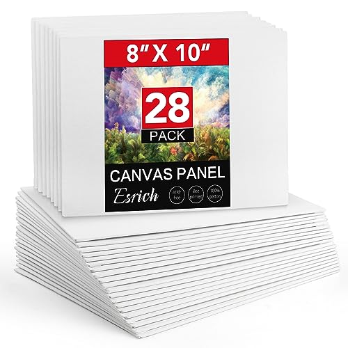 ESRICH Canvas Boards for Painting 8x10in,28 Pack Bulk Canvases for Painting - Cotton Canvas Panels for Oil, Acrylic & Watercolor Painting. - size: 8*10in 28pack