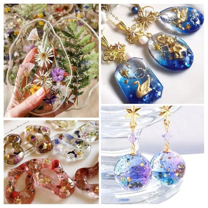 SolaraGlaze UV Resin Kit with Light 240g Hard Type Clear UV Resin Jewelry Making Kit Two-Sided Light and Molds DIY Jewelry Making Supplies for Keychain and Earring
