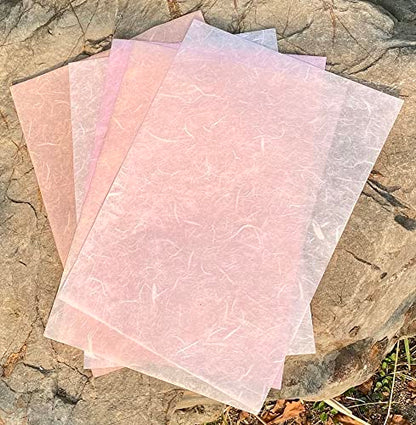 A4 Natural Fiber Mulberry Paper Sheets Art Tissue Washi Paper Design Craft Art Origami Suppliers Card Making Writing Painting 50 Sheets (Pink Pastel Tone, A4) - color: PinK Pastel Tone, size: 8.3 X 11.7 Inch