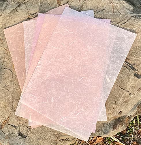 A4 Natural Fiber Mulberry Paper Sheets Art Tissue Washi Paper Design Craft Art Origami Suppliers Card Making Writing Painting 50 Sheets (Pink Pastel Tone, A4) - color: PinK Pastel Tone, size: 8.3 X 11.7 Inch