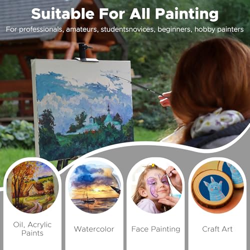 Bougimal 33 Pcs Paint Brush Set, Artist Paint Brushes for Acrylic Painting, Oil, Watercolor, Gouache, with Flat Round Filbert Fan Angle Detail Brush, Suitable for Artists and Beginners - color: Wooden 2
