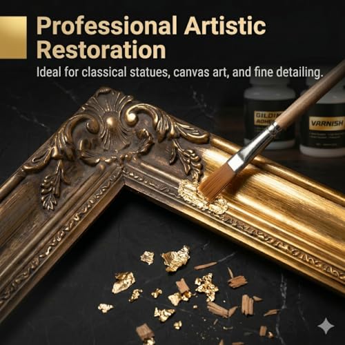 Gold Leaf Adhesive,100ml /3.52oz Water-Based Gold Leaf Glue & 100ml /3.52oz Protective Varnish with 2 Brushes - Ideal for Craft, Painting, Arts, DIY Projects - color: Gold (without gold leaf)