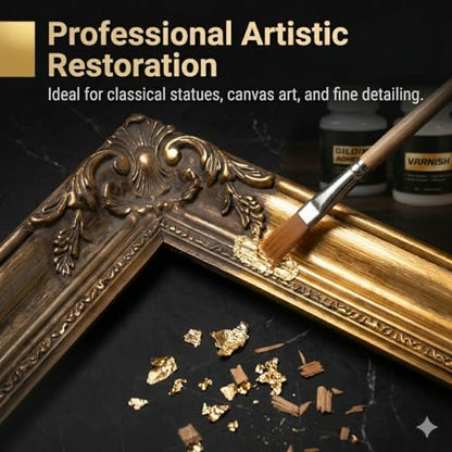 Gold Leaf Adhesive,100ml /3.52oz Water-Based Gold Leaf Glue & 100ml /3.52oz Protective Varnish with 2 Brushes - Ideal for Craft, Painting, Arts, DIY Projects - color: Gold (without gold leaf)
